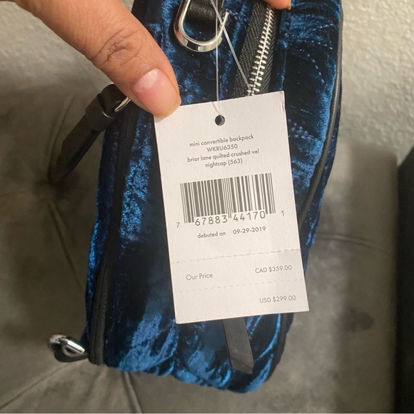 NWT KATE SPADE BRIAR LANE QUILTED CRUSHED VELVET MINI CONVERTIBLE BACKPACK - Picture 11 of 14